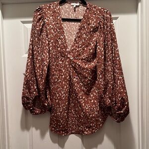 JODIFL Brown and White animal print Blouse- worn once